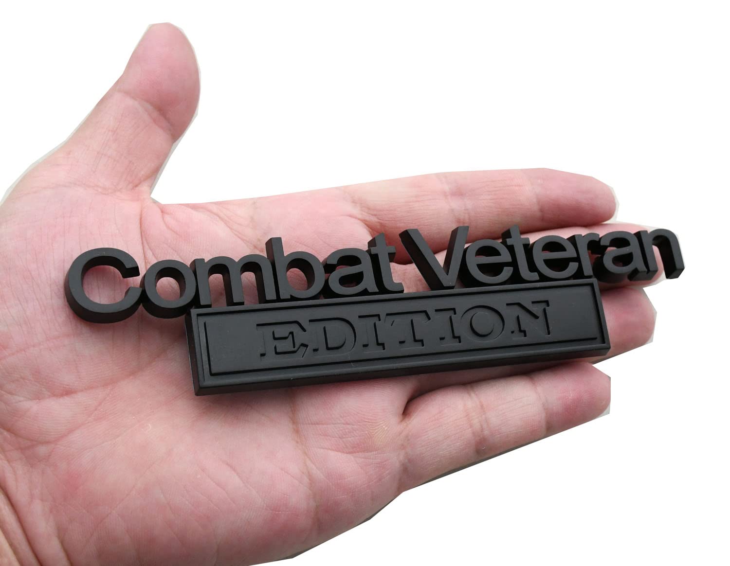 1pc Combat Veteran Edition Emblems 3D Raised Decals Exterior Truck Stickers Fender Veteran Badges Replacement for F150 F250 F350 Chevy Silverado 1500 2500 Chevrolet C10 C15 (Matte Black)