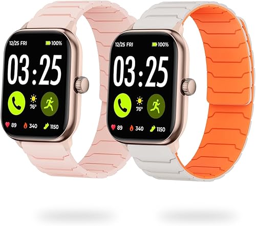 Miniatura 8 de LYSANDRA Correa magnética compatible con Spade & Co Health Smartwatch 4, correa magnética fuerte deportiva de silicona para Spade Co Health Negro