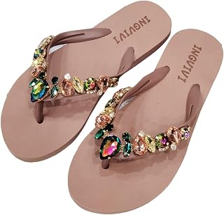 Caistre Rhinestone Flip Flops for Women 2026 Fashion Sparking Slide Sandal Summer Comfortable Slip On Beach Shoes