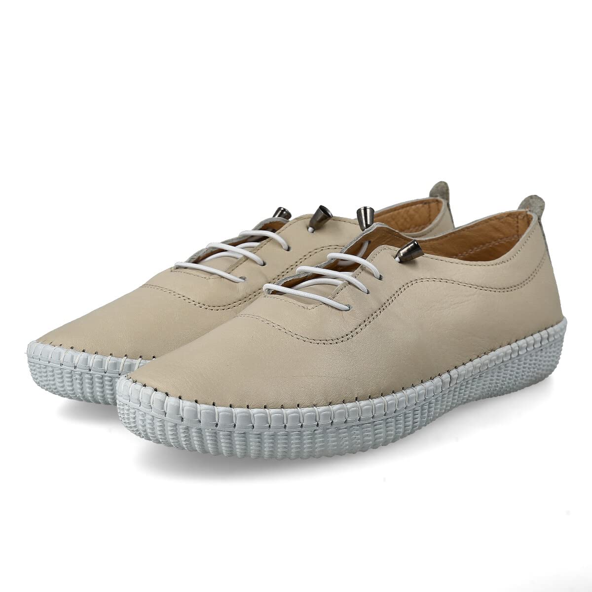 Zapatillas Deportivas Sneakers de Piel para Mujer. Flexibles y Cómodos. Zapatos Planos Casual. Cordones Elásticos. Gran Confort. Blanco, Negro, Cuero, Azul Marino, Celeste, Kaki, Rojo, Beige