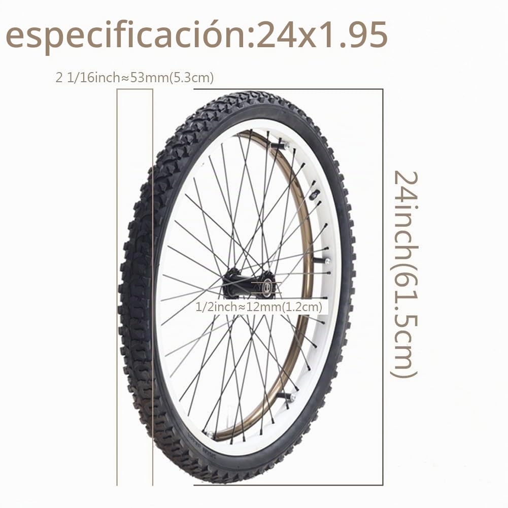 24 Pulgadas Ruedas Traseras para Silla de Ruedas, 24 x 1.95 Ruedas Traseras para Sillas de Ruedas Manuales, Rueda de Playa Neumática, Radios de Aleación de Aluminio (Paquete de 2)