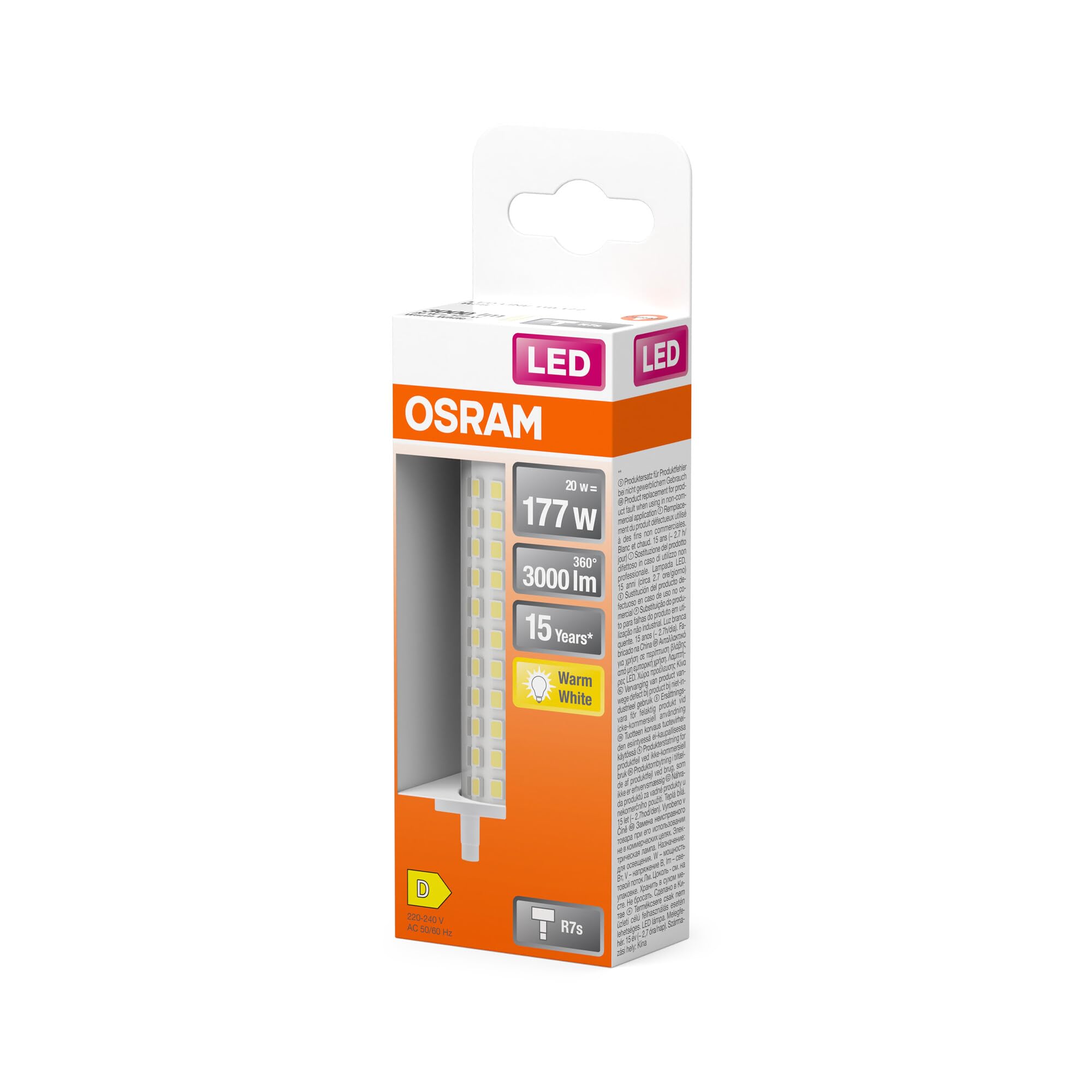 OSRAM LED Line Lámpara LED con filamento, cuerpo luminoso de plástico | , LED Lamps, 28.00 Millimetres dia, , Paquete de 6