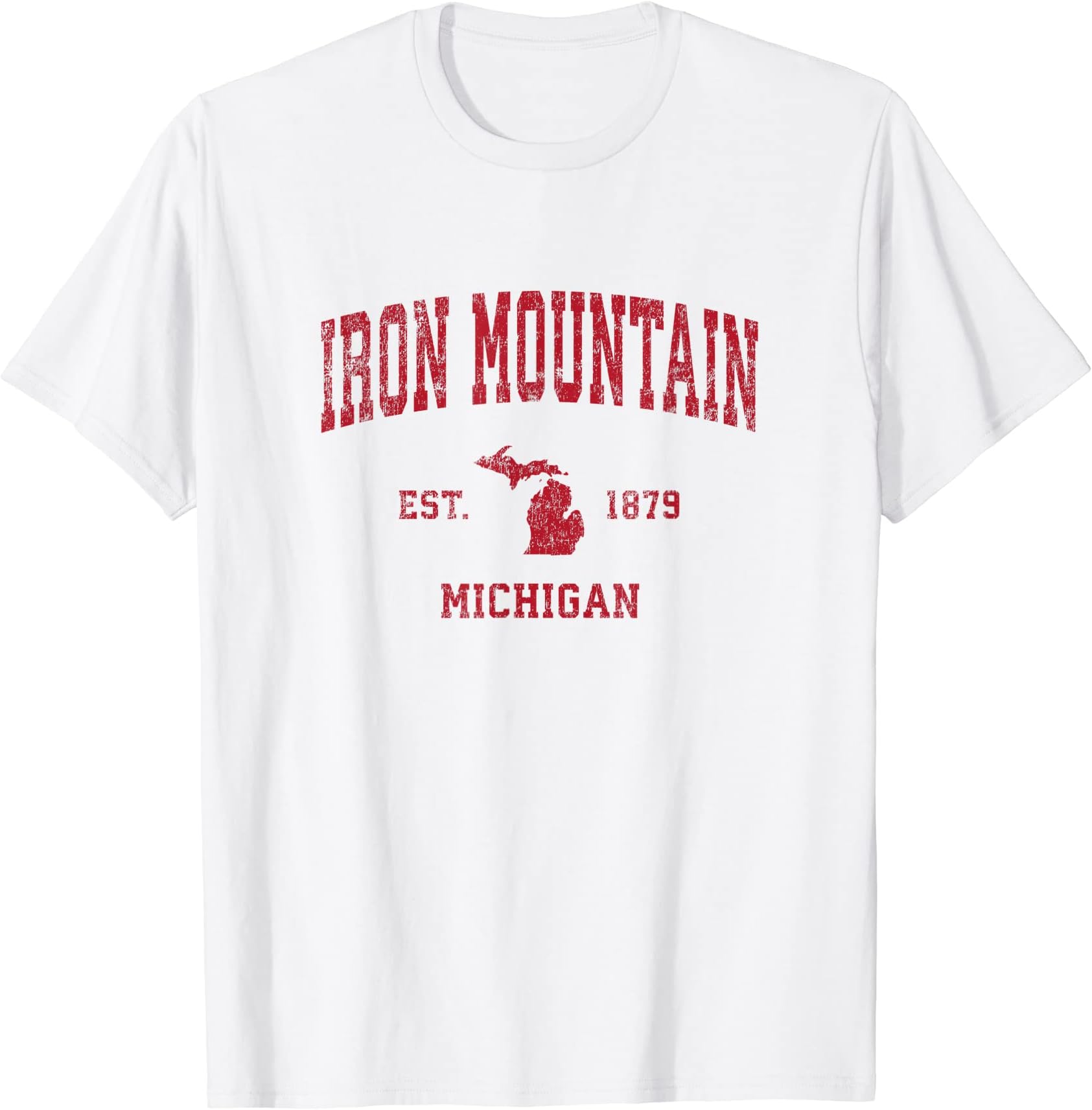 Iron Mountain Michigan MI Retro T-Shirts & GiftsIron Mountain Michigan MI Vintage Sports Design Red Print T-Shirt