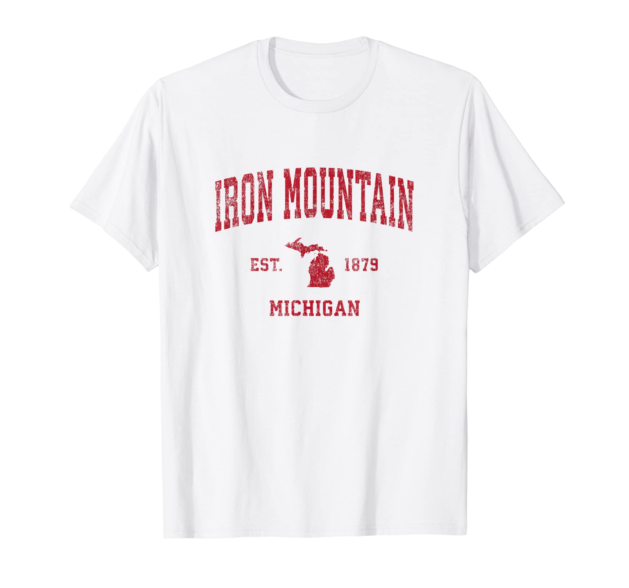 Iron Mountain Michigan MI Retro T-Shirts & GiftsIron Mountain Michigan MI Vintage Sports Design Red Print T-Shirt