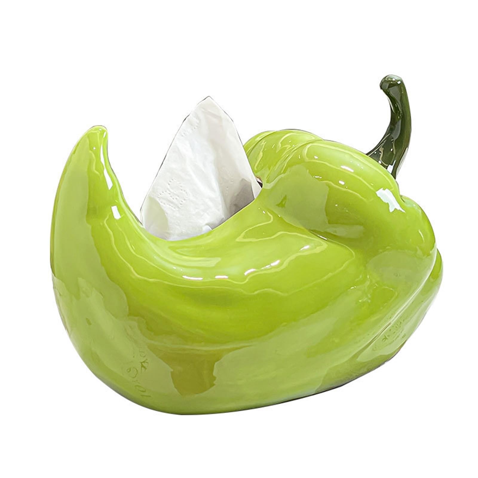 Modern Green And Red Chili Pepper Tissue Box Home Living Room Desktop Ceramic High-End Decor Countertop(Green)