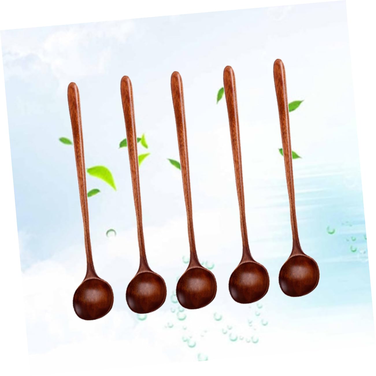 Cucharas de Madera for cocinar, 5 Piezas Cucharas de Cocina Electrodomésticos de Cocina Utensilios de Cocina Herramientas de Cocina Cucharón de Sopa Cucharas de Mango Largo Cuchara pequeña