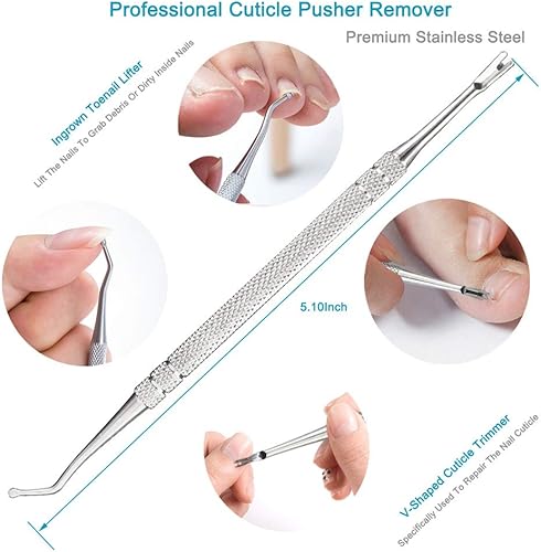 Miniatura 5 de Cortador de cutículas con empujador de cutículas, 9 piezas profesional removedor de cutículas y cortador de cutículas, kit de herramientas de