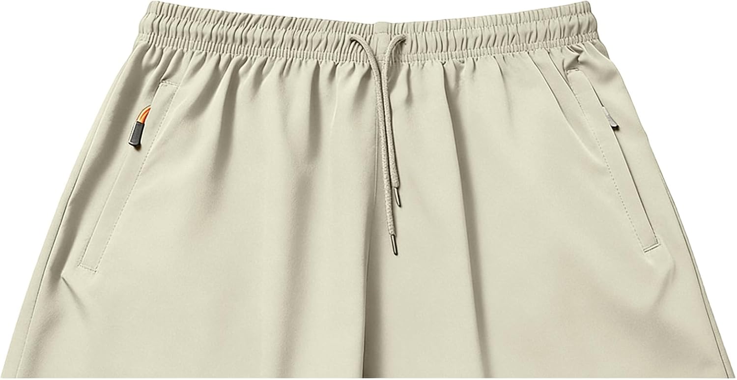 Mens Athletic Shorts Lightweight Casual Sport Shorts Elastic Waist Drawstring Shorts with Zipper Pockets Sports Wear