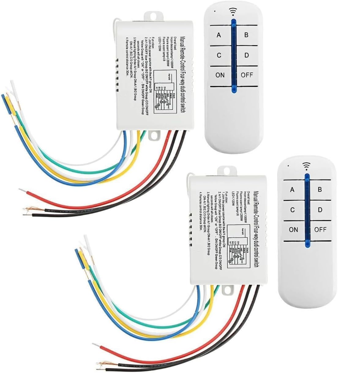 Shockley 4-Way Digital Switch ON/Off 220V-240V Light Digital RF Remote Control Remote-Control Wireless Wall Switch (4 Way switch, 2 Piece)