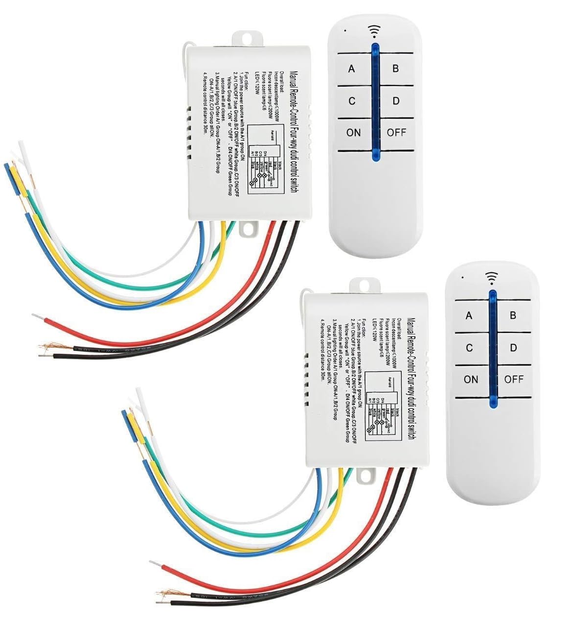 Shockley 4-Way Digital Switch ON/Off 220V-240V Light Digital RF Remote Control Remote-Control Wireless Wall Switch (4 Way switch, 2 Piece)