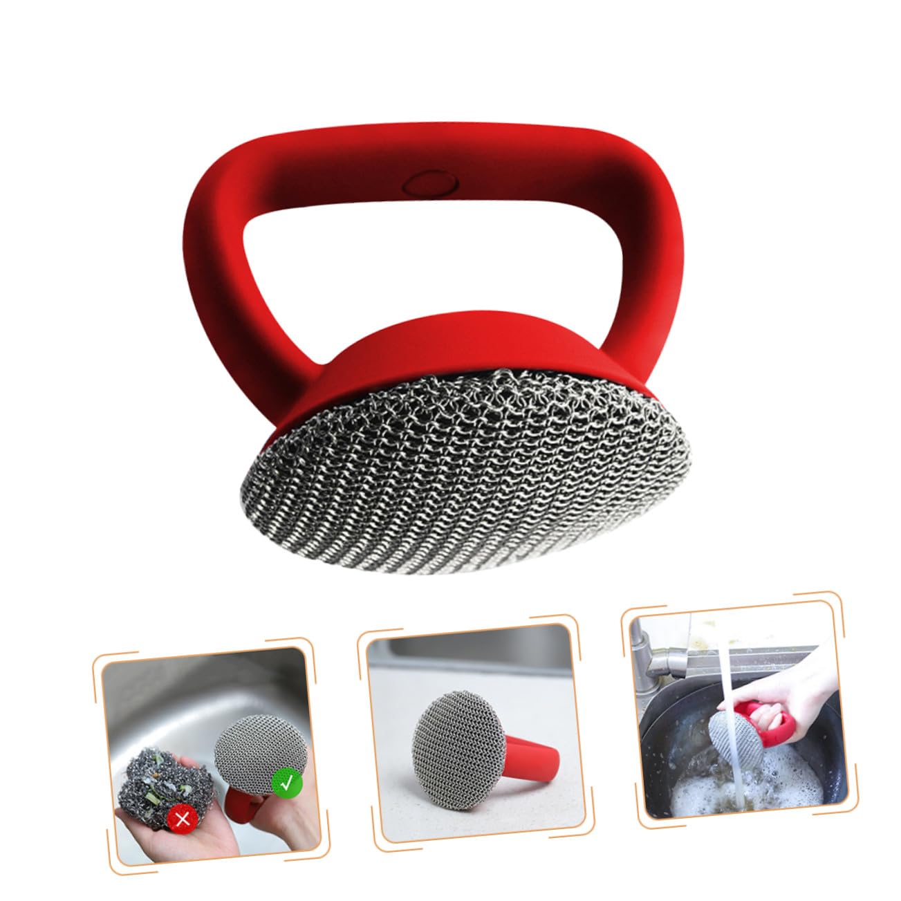 Homoyoyo Cepillo de Alambre Inoxidable con Mango de Silicona Ergonómico para Limpieza de Ollas y Sartenes Cepillo de Malla Duradero para Cocina Limpieza Profunda de Rejillas y Hornos