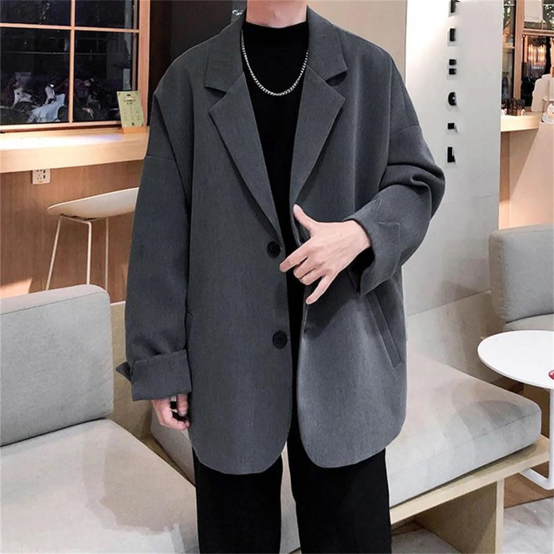 Men British-Style Blazers Trendy Loose Suit Jackets