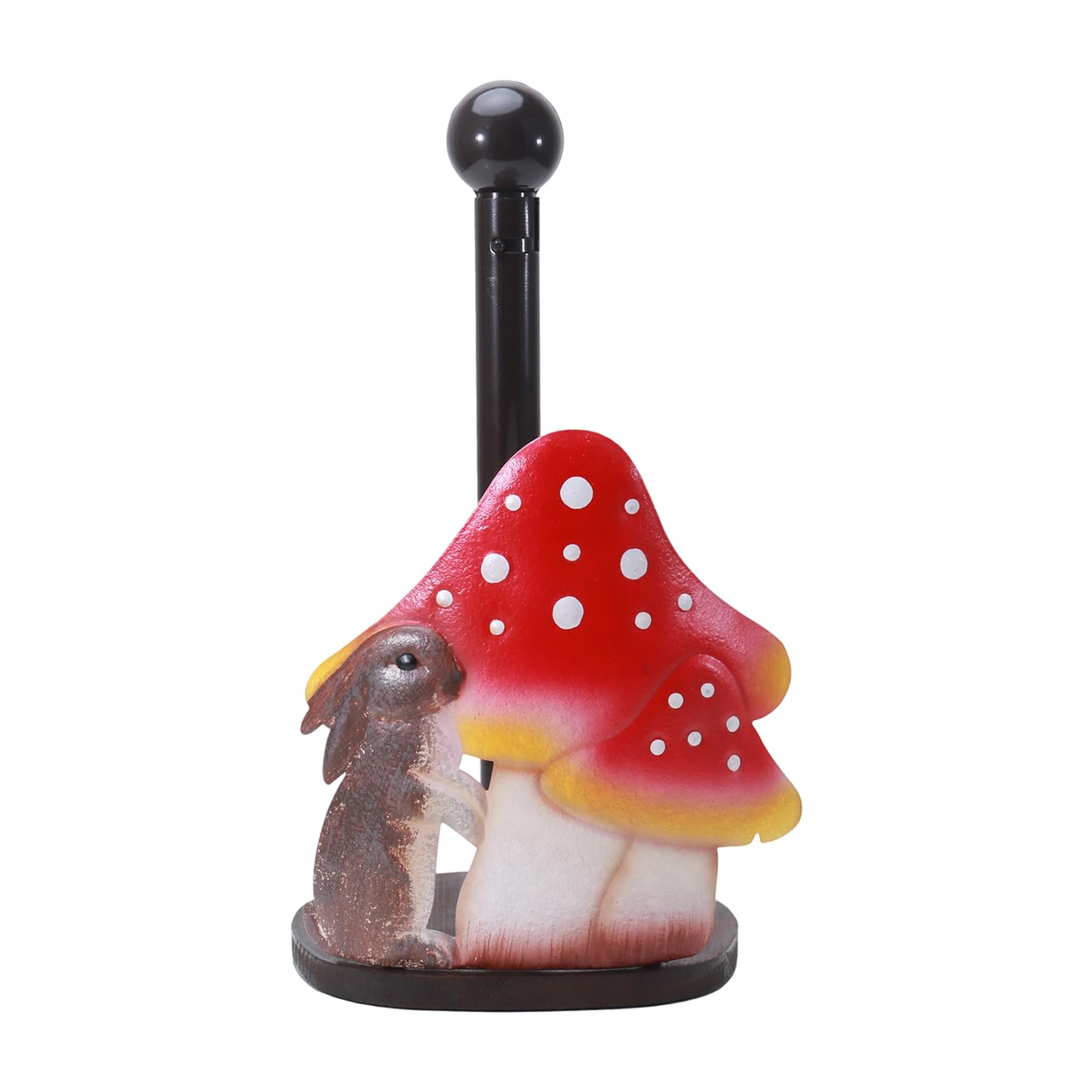 Charm Kitchen Accessory Rabbits Mushroom Themed Paper Towel Holder Sturdy Construction Nonslip Base for Countertop Tissue Towel Stand