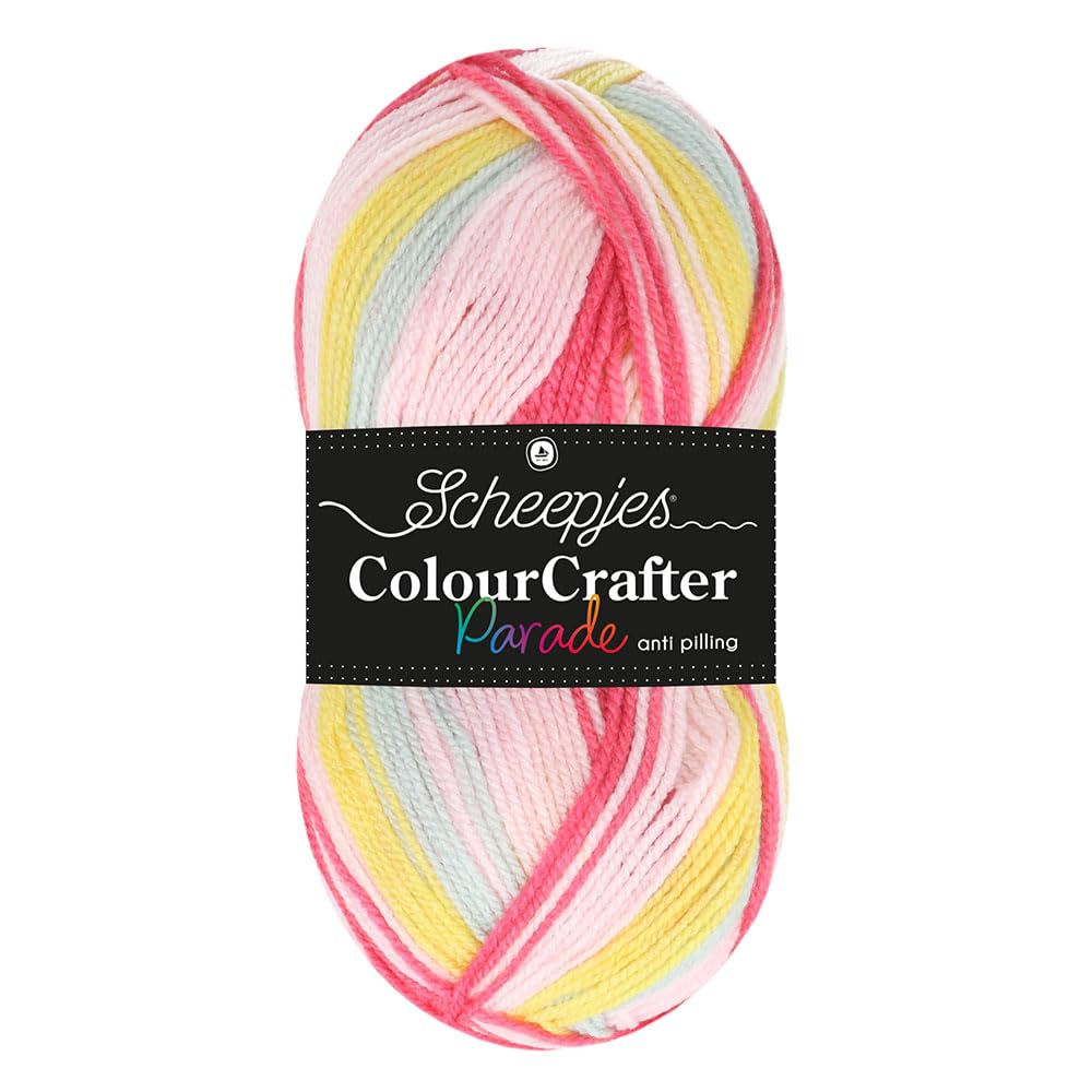 Scheepjes Colour Crafter Parade 1x100g - 602 Pastel Party, Grey, Pink, Yellow Crochet and Knitting Yarn