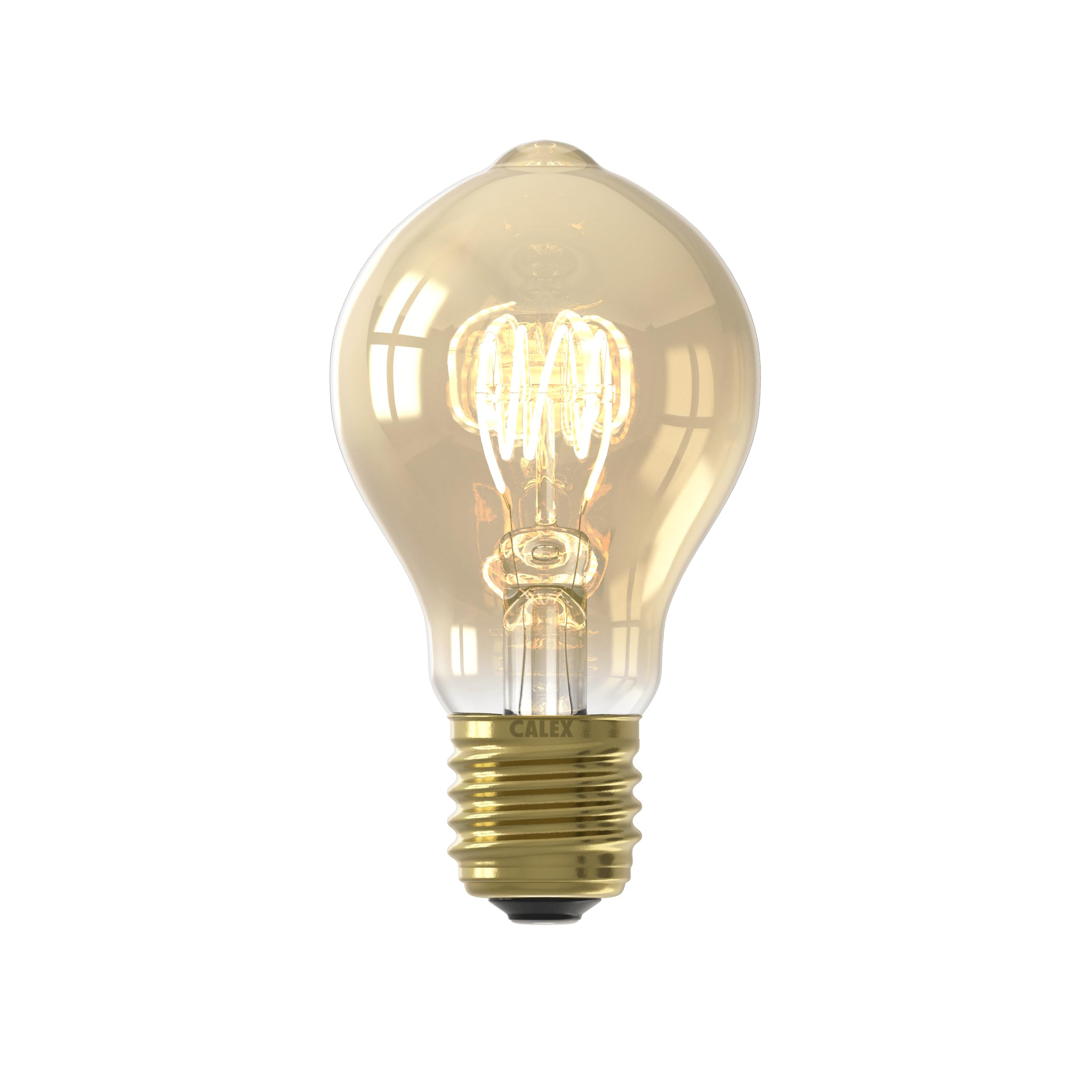 CALEX - LED Bulb, E27, Vintage Spiral Filament A60 Light Bulbs, Gold, Dimmable Warm White Light, 3.8W