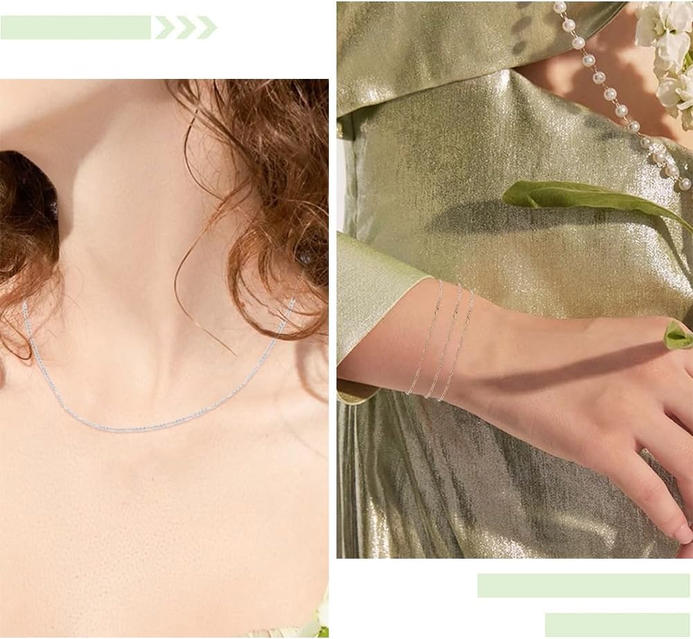 Beebeecraft 1 Box 1M Figaro Chain Sterling Silver Flat Chain Bulk for Jewelry Making