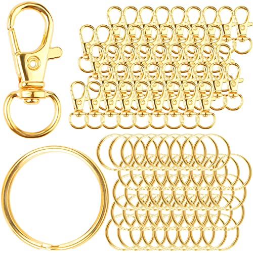 {Mosqueton Llavero Dorado Mosqueton Mosquetón Llavero para Manualidades - 90 Unidades de Acero Inoxidable, Anillos Pequeños Con Articulación Giratoria...