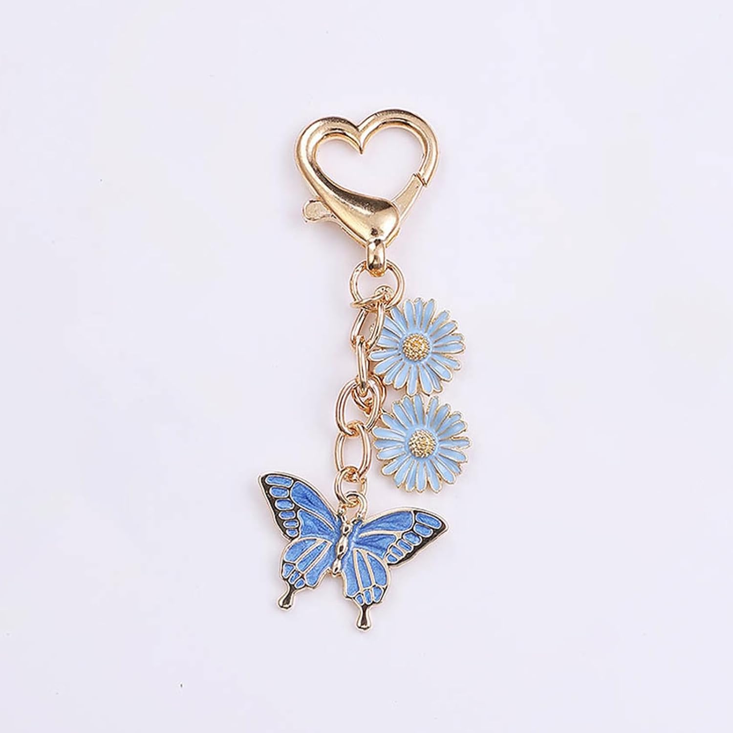 Angyape Butterfly Keychain for Women Bag Charms Purse Charms for Handbags Cute Heart Flower Pendant Car Keyrings Accessories