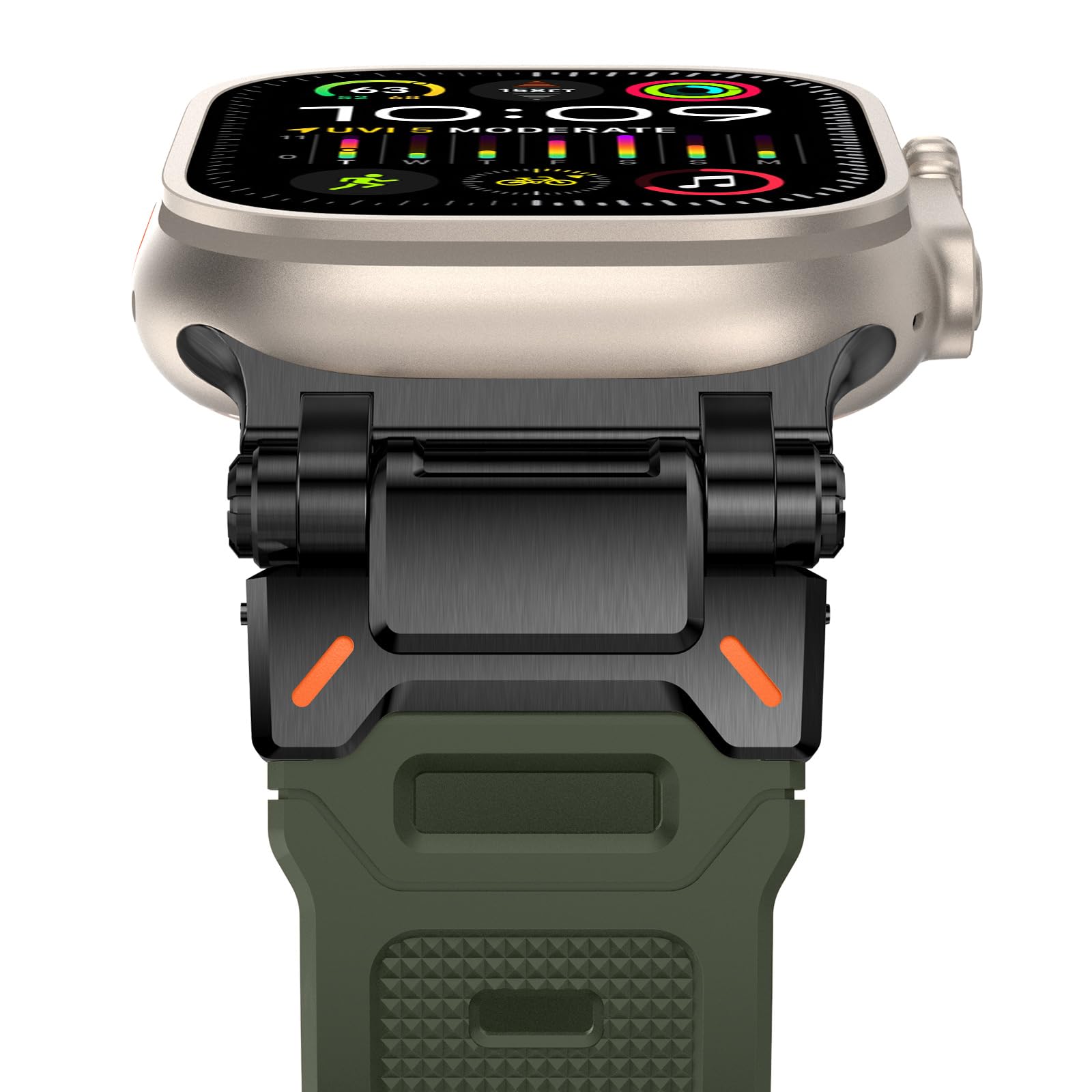 Fullife 49mm 46mm 45mm 44mm 42mm(Series 3 2 1) Compatible with Apple Watch Silicone Straps,Sport Strap Replacement Band for iWatch Ultra 3 2 1,Series 11 10 9 8 7 6 5 4 3 2 1 SE,Green/Black Connector