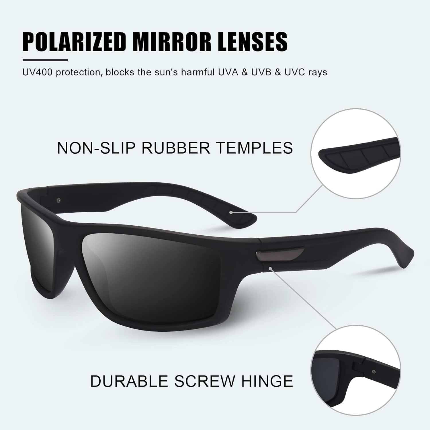 SKYWAY Polarized Sports Sunglasses for Men Women UV400 Wrap Around Sports Glasses for Running Cycling Baseball