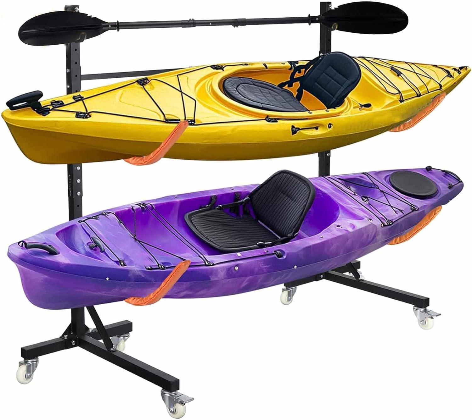 Quynhni- Standard Kayak Paddle,70-96inch Adjustable Kayak Paddle Sturdy Iron Shaft and Durable Polypropylene Blade 0/65° Blade Angle with Drip Loop.