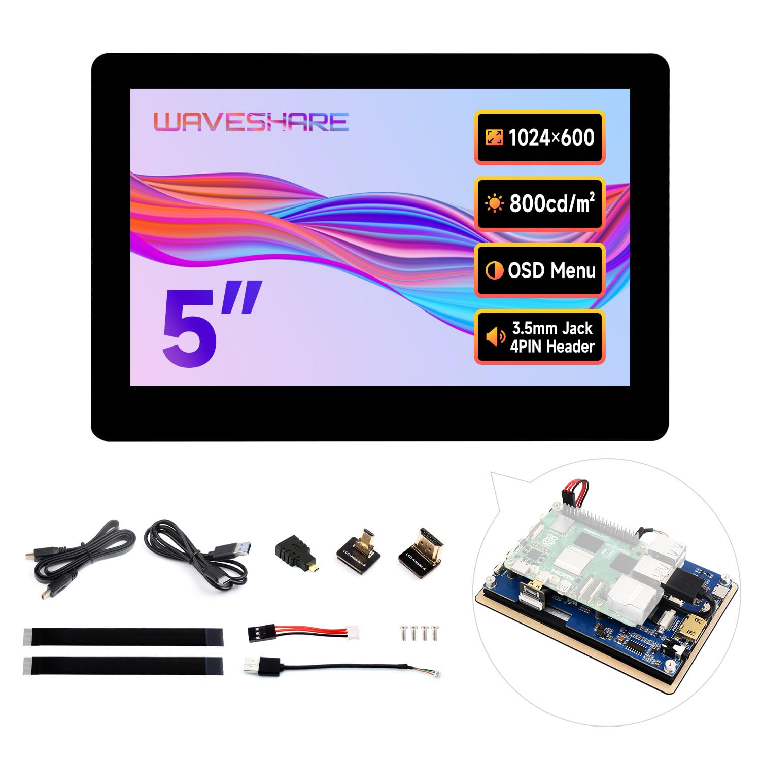 Amazon.com: waveshare 5inch High-Brightness Touch Screen