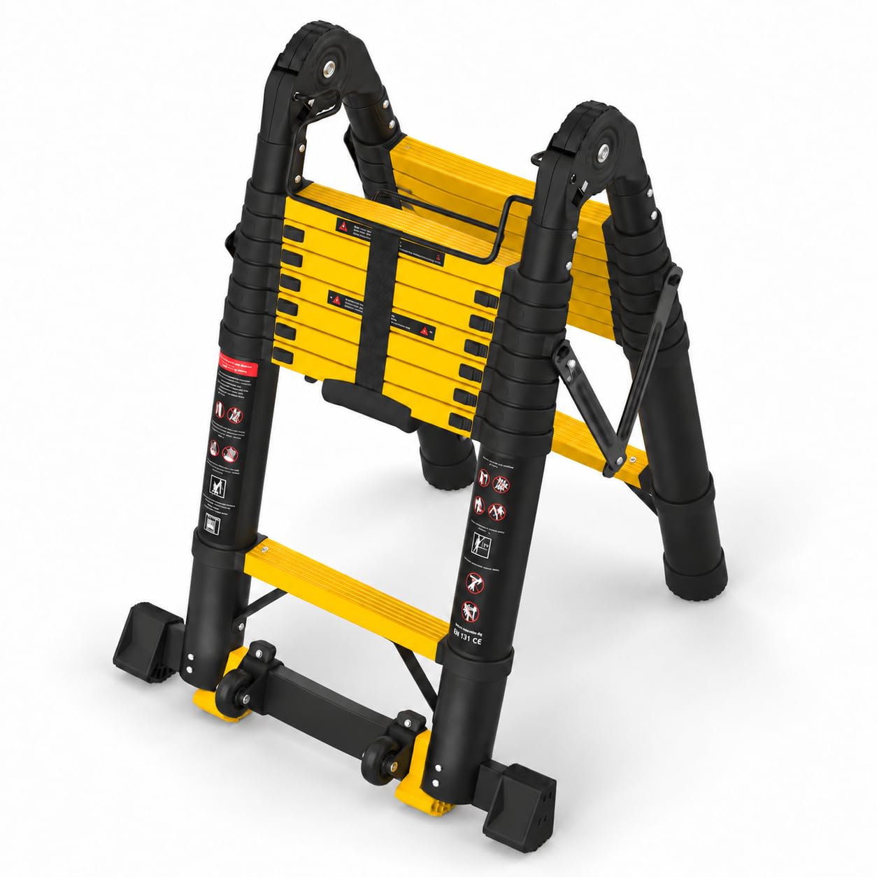 Photo 1 of SINMEIRUN Telescoping Ladder, 16.5 FT, A Frame, 330 lbs Capacity; Yellow