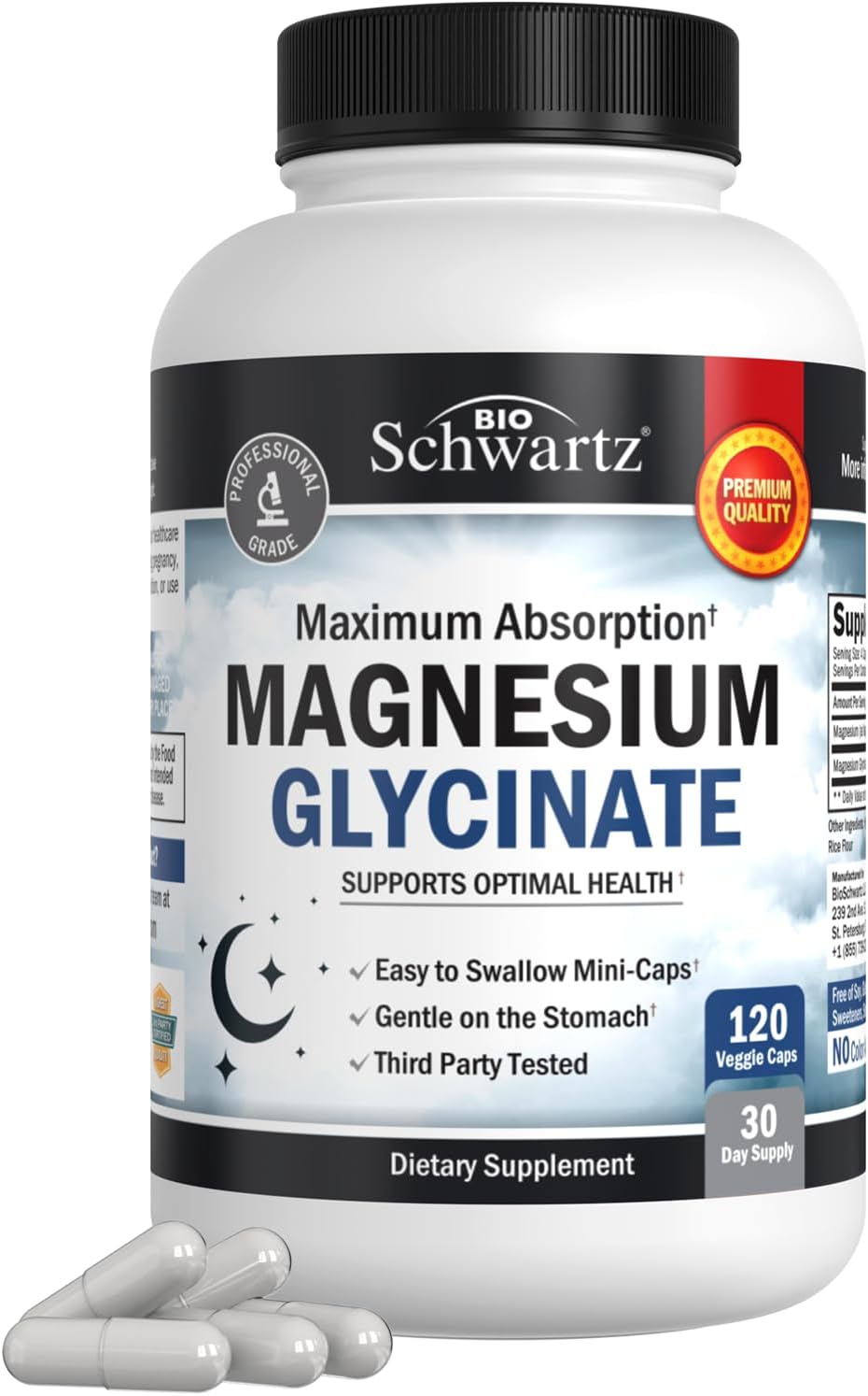 BioSchwartz Magnesium Glycinate 500mg Capsules (120 Mini Caps) Maximum Absorption Magnesium Supplement for Healthy Nerves Muscles Heart Mood and Sleep Support (Vegan, Gluten-Free, Non-GMO) BioSchwartz Magnesium Glycinate 500mg Capsules (120 Mini Caps) Maximum Absorption Magnesium Supplement for Healthy Nerves Muscles Heart Mood and Sleep Support (Vegan, Gluten-Free, Non-GMO)