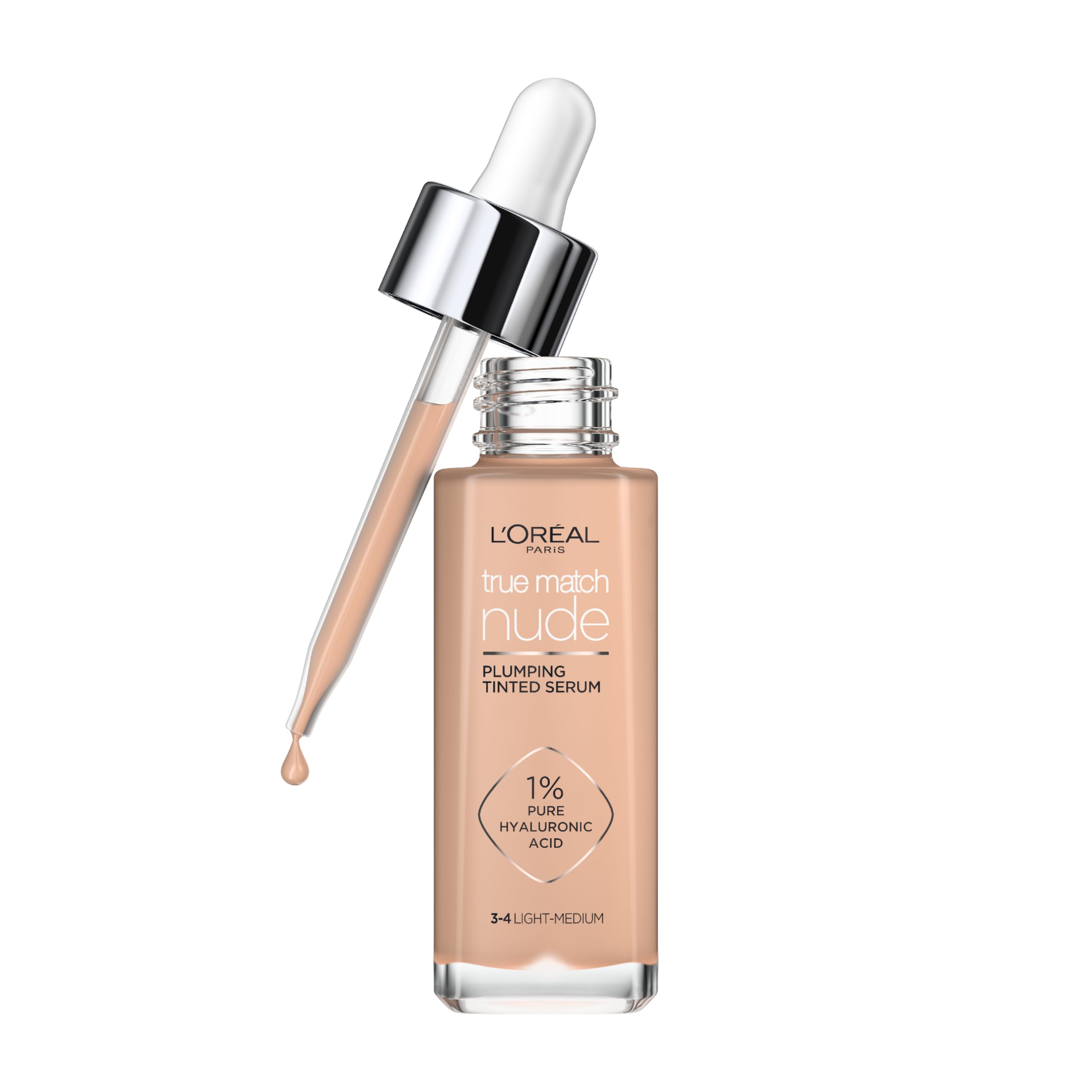 L'Oreal Paris True Match Tinted Serum Foundation, 1% Hyaluronic Acid, Hydrati...