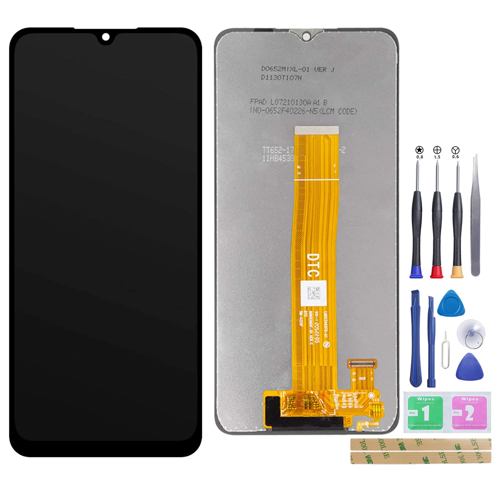 Jinyan Pantalla LCD para Gala-xy A12 2020 SM-A125F/DSN SM-A125F/DS SM-A125F Pantalla LCD + reemplazo General del digitalizador de Pantalla táctil de Vidrio Exterior Negro
