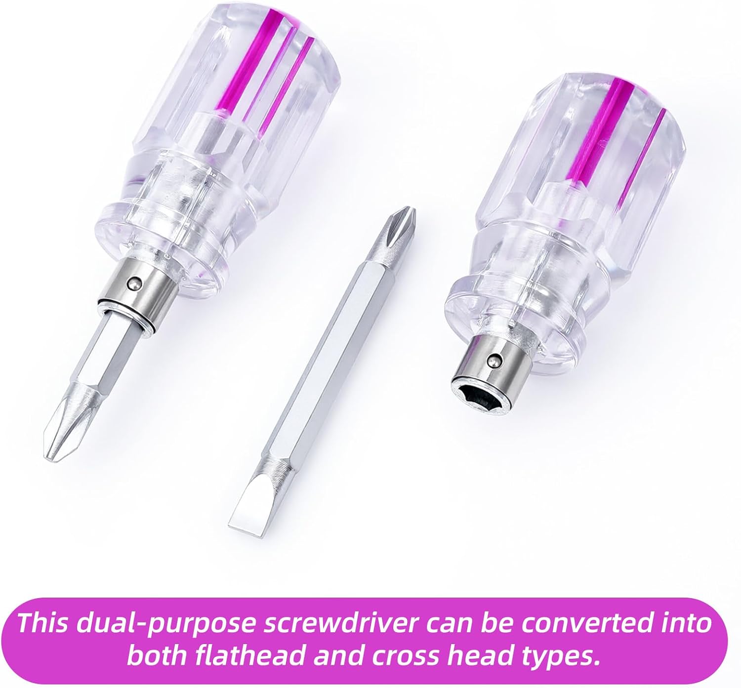 2PCS Stubby Flat Head Screwdriver, Small Flathead Screwdrivers, Short Stubby Screwdriver with Cross and Flat Head for Tight Spaces, DIY, Home, Car, Electronics, DIY Repairing