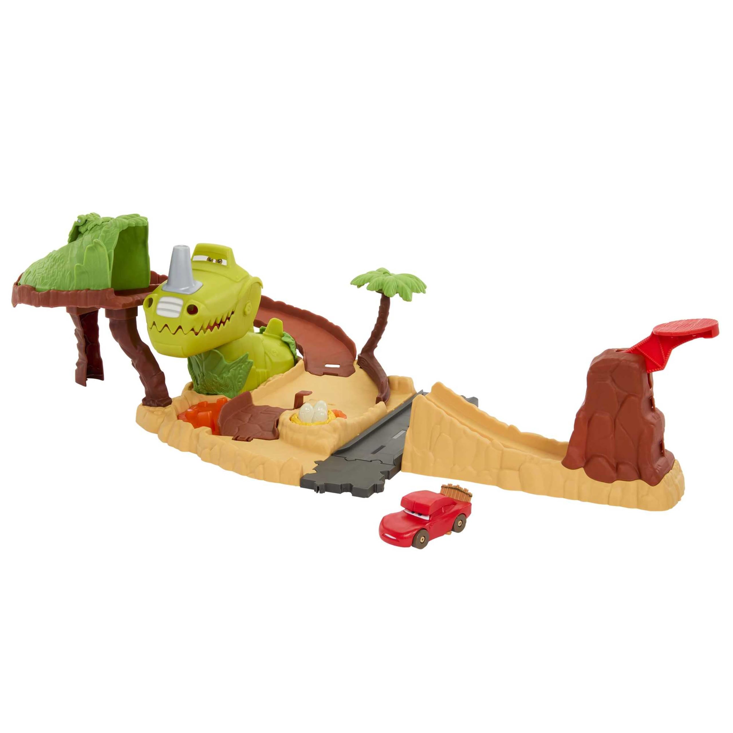 Mattel Disney Pixar Cars Coffret Dino-Parc Avec Véhicule Flash Mcqueen, Dinosaure Et Effets D’Action À Activer, Jouet Enfant, Dès 4 Ans, HNL99