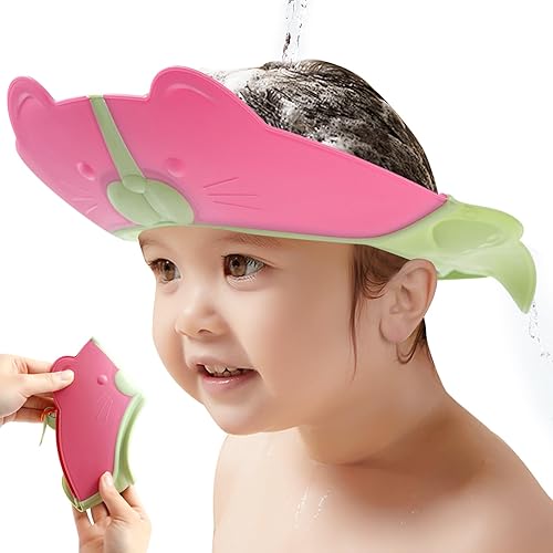 Reidio Gorro de ducha para bebé, protección de baño, ajustable, plegable, de silicona, para lavado de cabello, gorra de champú para bebés y niños