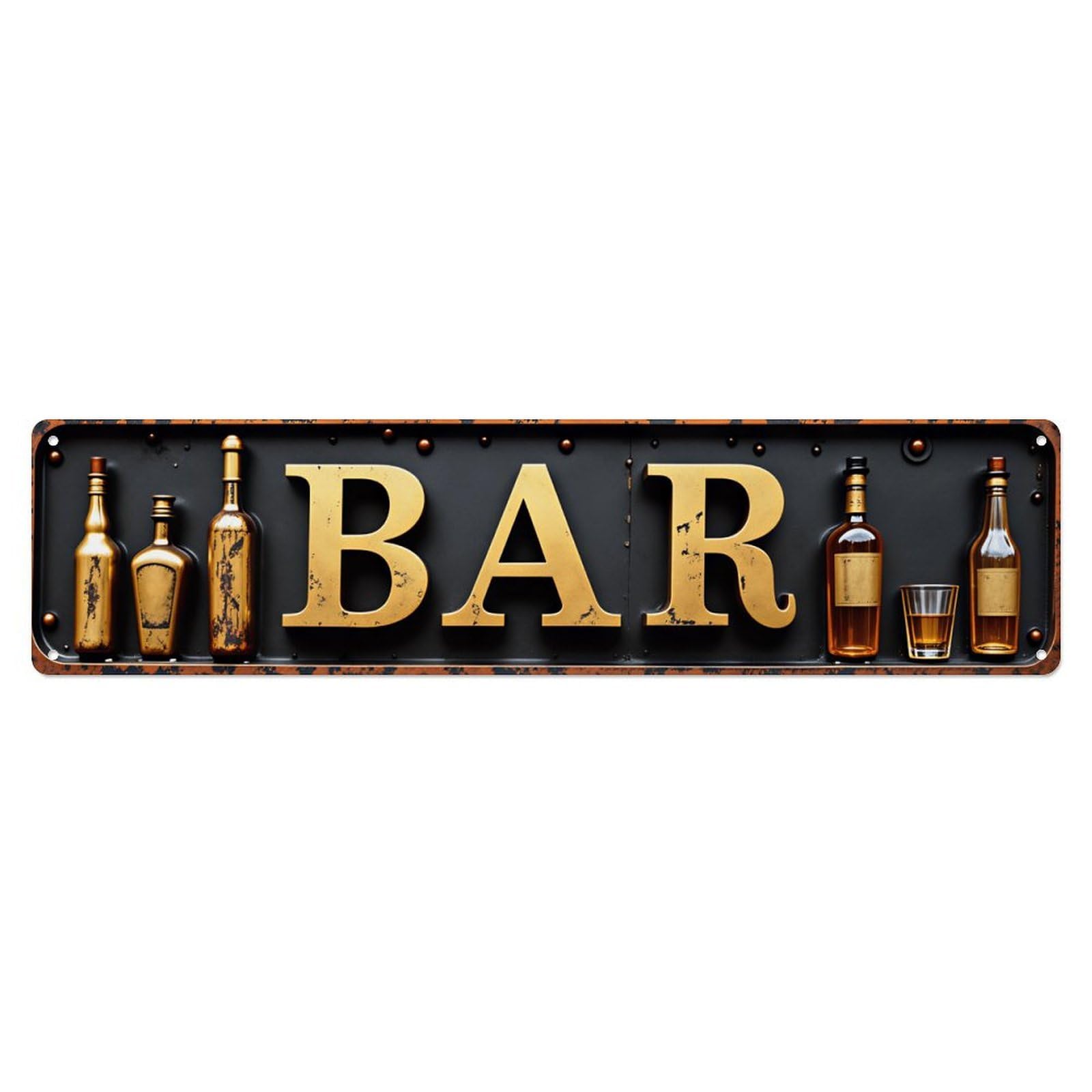 Vintage BAR Themed Distressed Metal Sign Wall Decor Vintage Aluminium Metal Sign, Retro Wall Decor for Home, Bar, Garage & Farmhouse 10 * 40cm