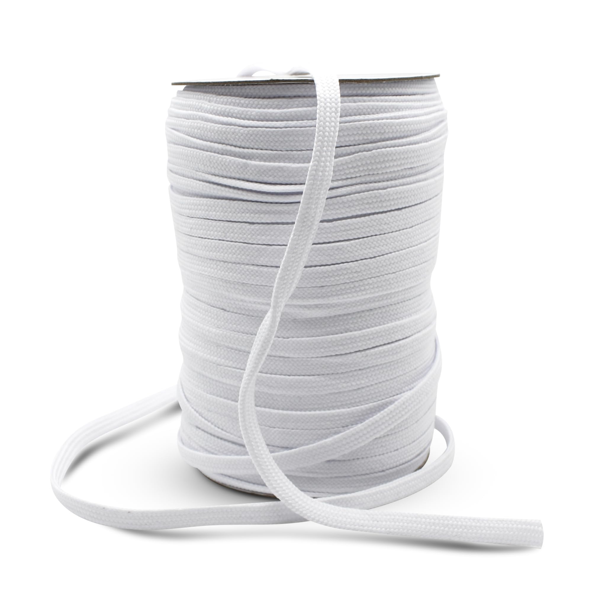 DOJA Barcelona braided nylon cord, strong braided cord Nylon Paracord Roll 100m White Flat 9mm Width Polyester Strong Craft for Shoe Laces, Paracord Rope, Survival Rope, Camping Utility