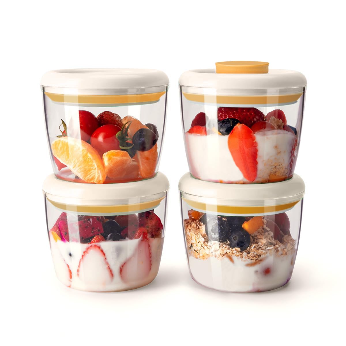 4 Bols En Verre Avec Couvercles Hermétiques - Parfaits Pour Meal Prep, Frigo, Congélateur, Soupe, Salade - 6