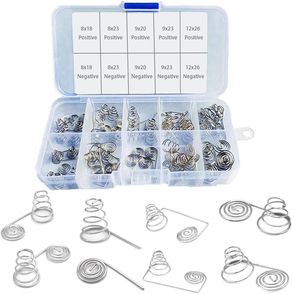 50pcs Small Conversion Spring Coil Conical Spring, Battery Spring Conversion Set, 5 Different Sizes Positive-Negative Coils, AA/AAA Terminal Assortment