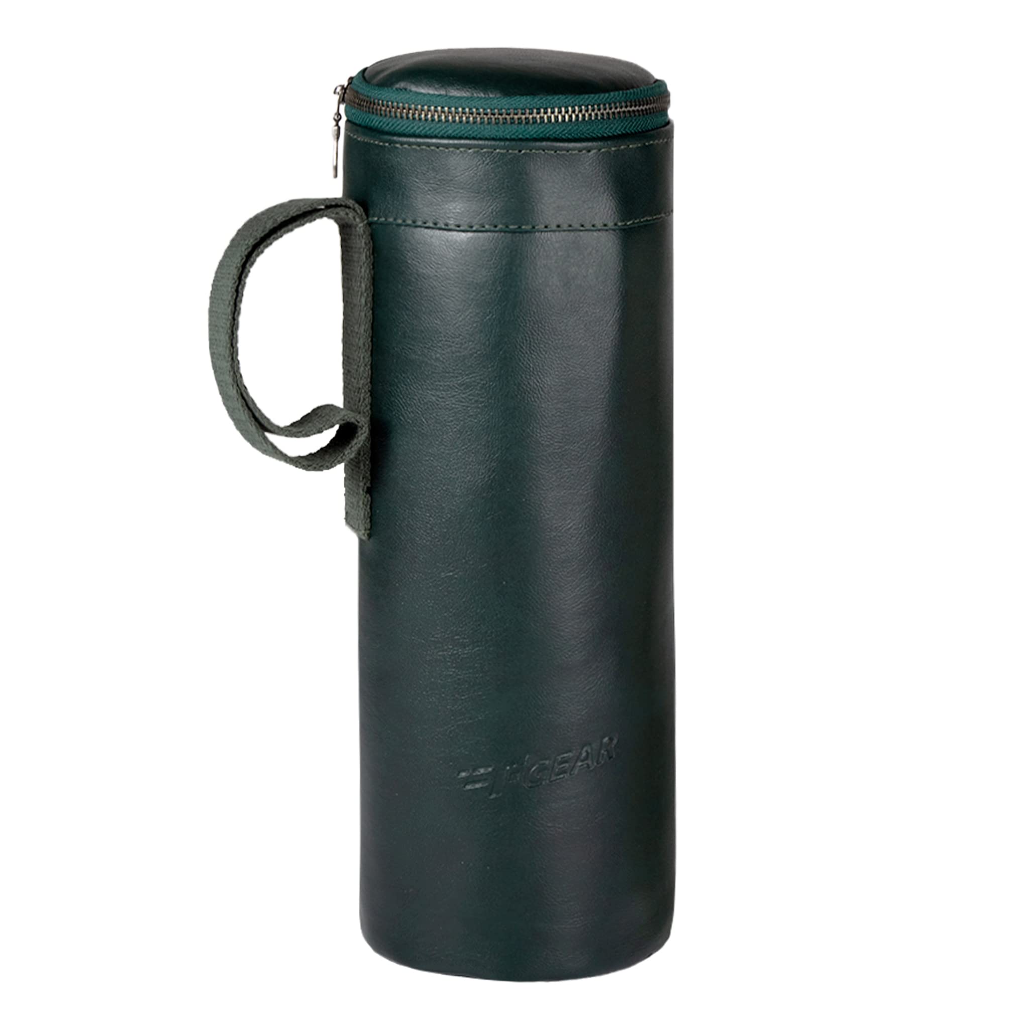 F Gear Glen Dk Green Travel Leather Water Bottle Cover Bag | Bottle Bag Wine Bottle Gift Bag Eco-Friendly Water Bottle Cover for 1.5 Litre Bottle for Office & Travel |Unisex Men Women Boys Girls-image-1