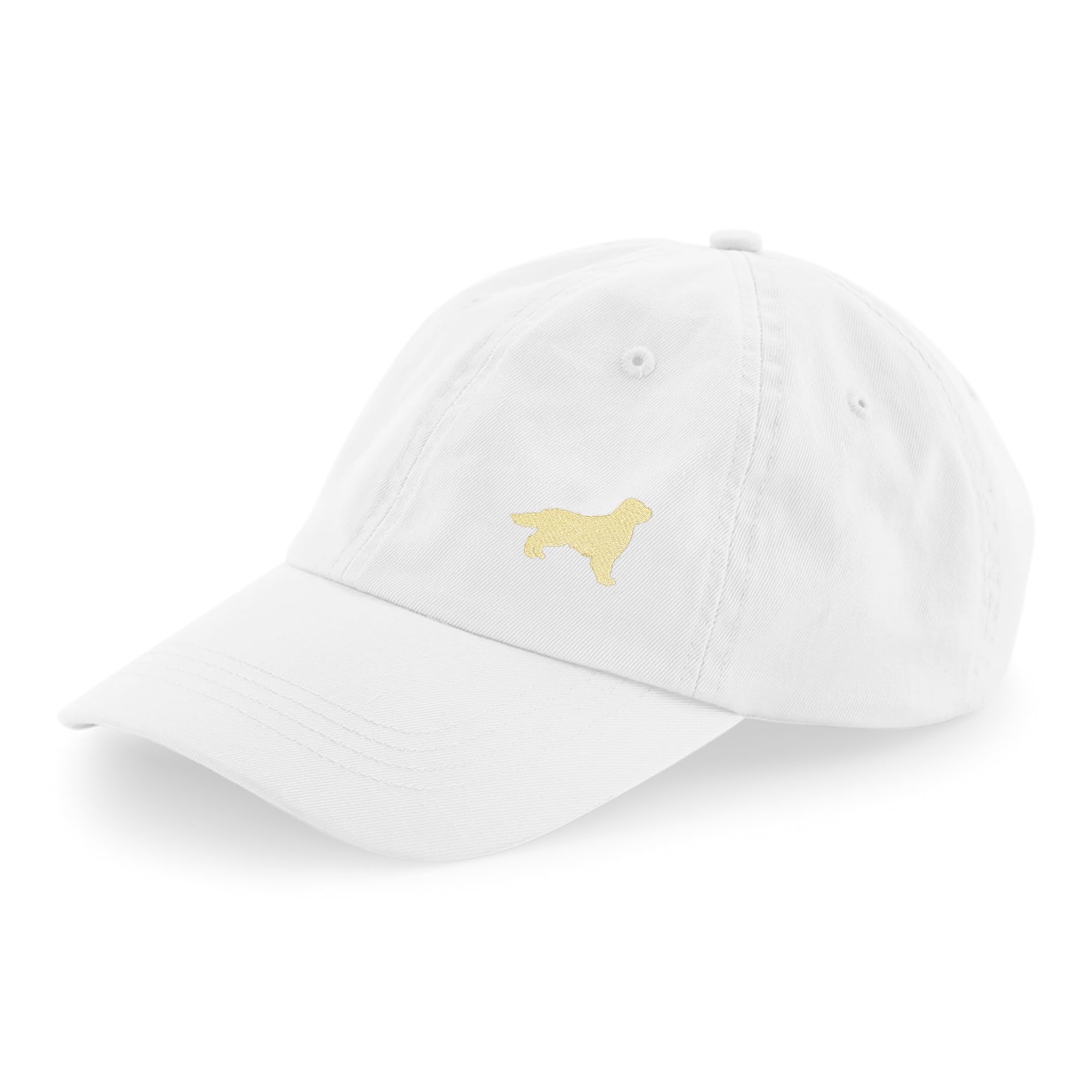The House Of Dog: Golden Retriever Owner Gift. 100% Washed Chino Cotton Embroidered 6 Panel Unstructured Baseball Cap. White
