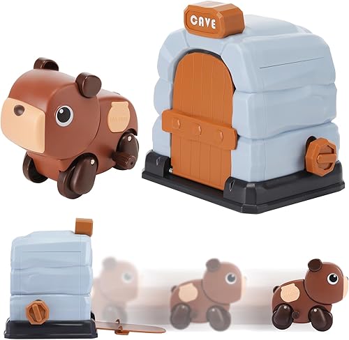 Juego de autos de juguete y casa, juguetes de oso para niños pequeños de 1, 2 y 3 años, juguetes de autos de carreras para niños con reloj, juguetes
