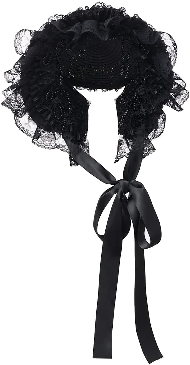 COSDREAMER Girls Women Victorian Bonnets Lace Flowers Tea Party Hats