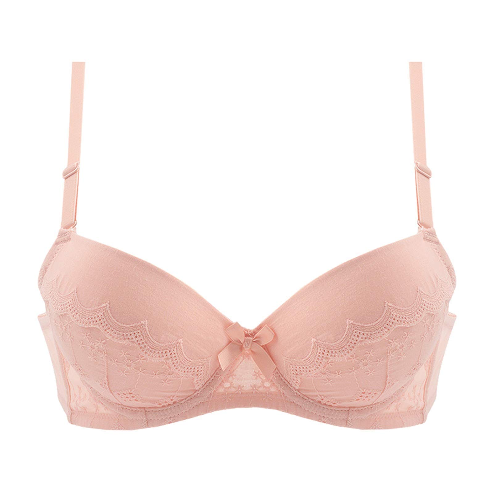 Sujetador de balconette con aros y copa media de encaje rosa talla 80B para mujer