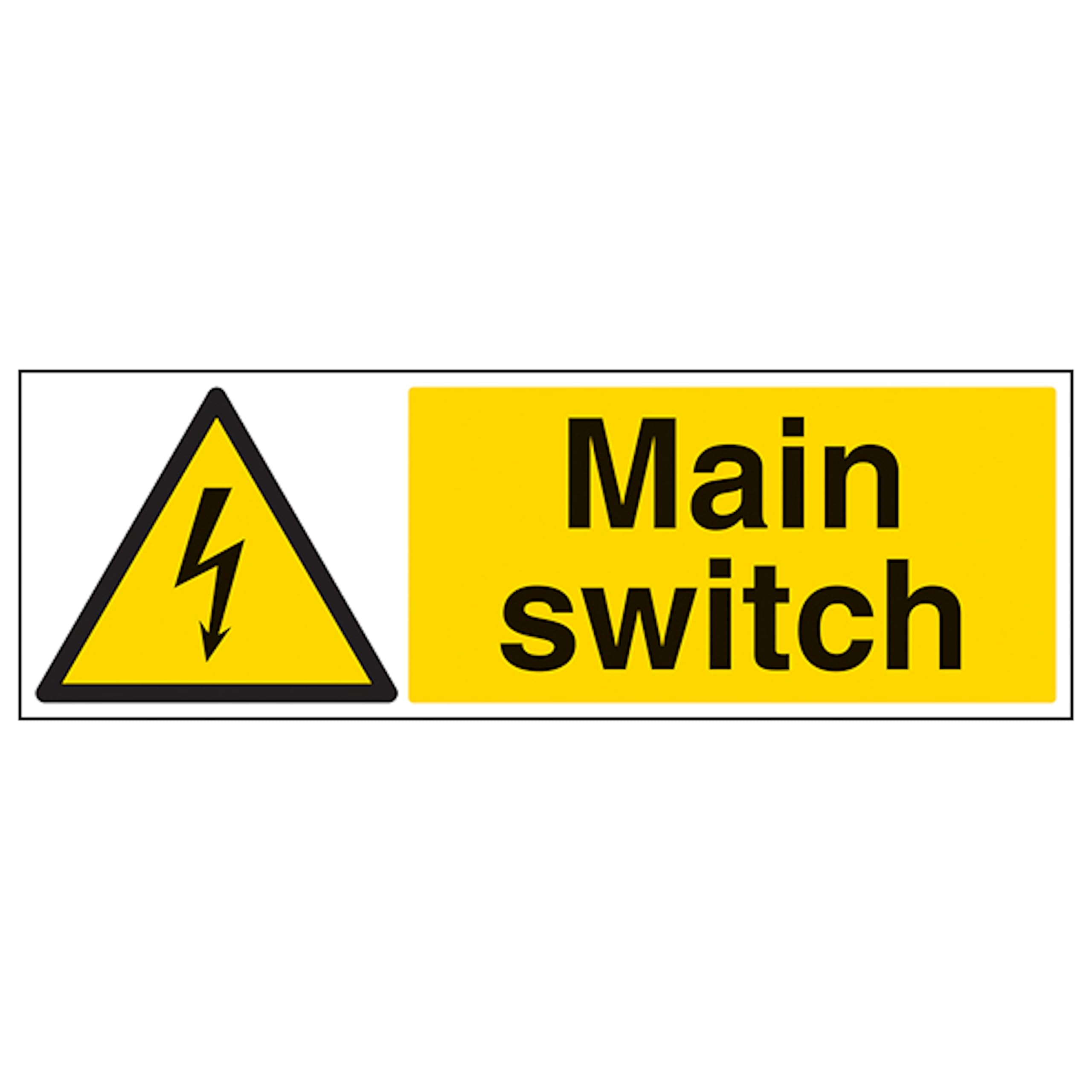 V Safety Main Switch - Landscape 600 x 200 mm - Glow In The Dark 1mm Rigid Plastic Safety Sign