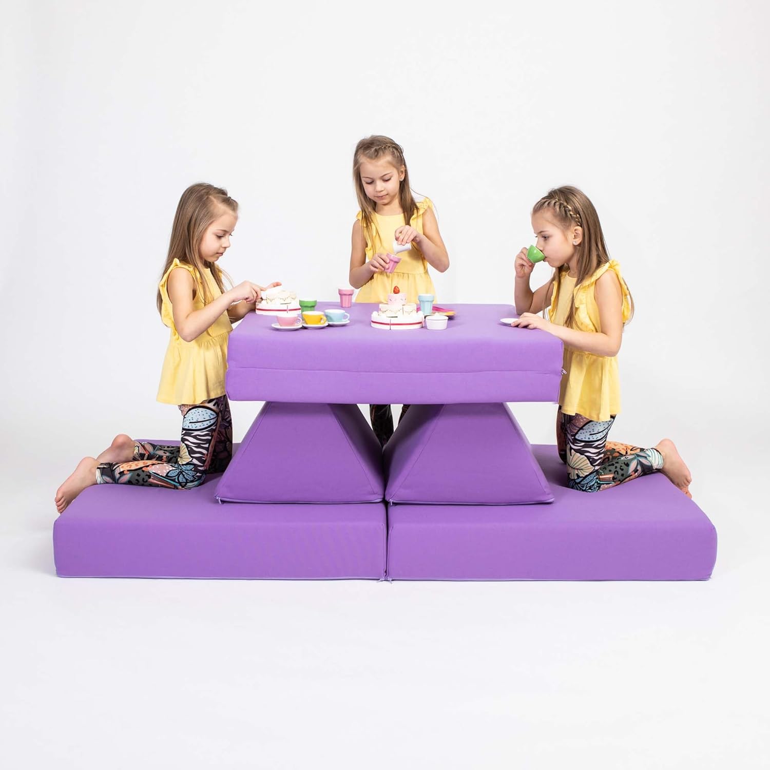 Foam Climbing Block - Kids Couch - Foldable Mattress - Sleepover Mattress - Foam Blocks - Activity Play Mattress Set (Purple)