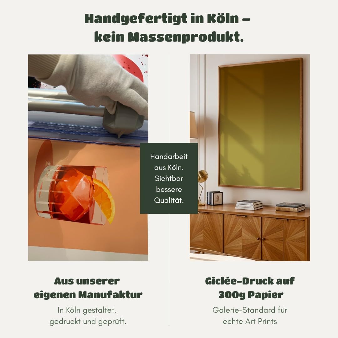 MJ-GRAPHICS® Poster Abstraktes Motiv im minimalistischen Stil Erdtöne für Wohnzimmer oder Büro Wandbild Wanddeko Bilder Deko Innenraumgestaltung A2 mit beigem Rahmen