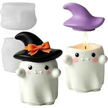 1 Set Ghost Storage Box Mold with Hat Cute Mini Candle Cup Mold for Halloween Atmosphere Creation Cement & Gypsum Silicone Mold Ornaments Jewelry Boxe and Candle Cups 3D Handmade DIY Decorative Crafts