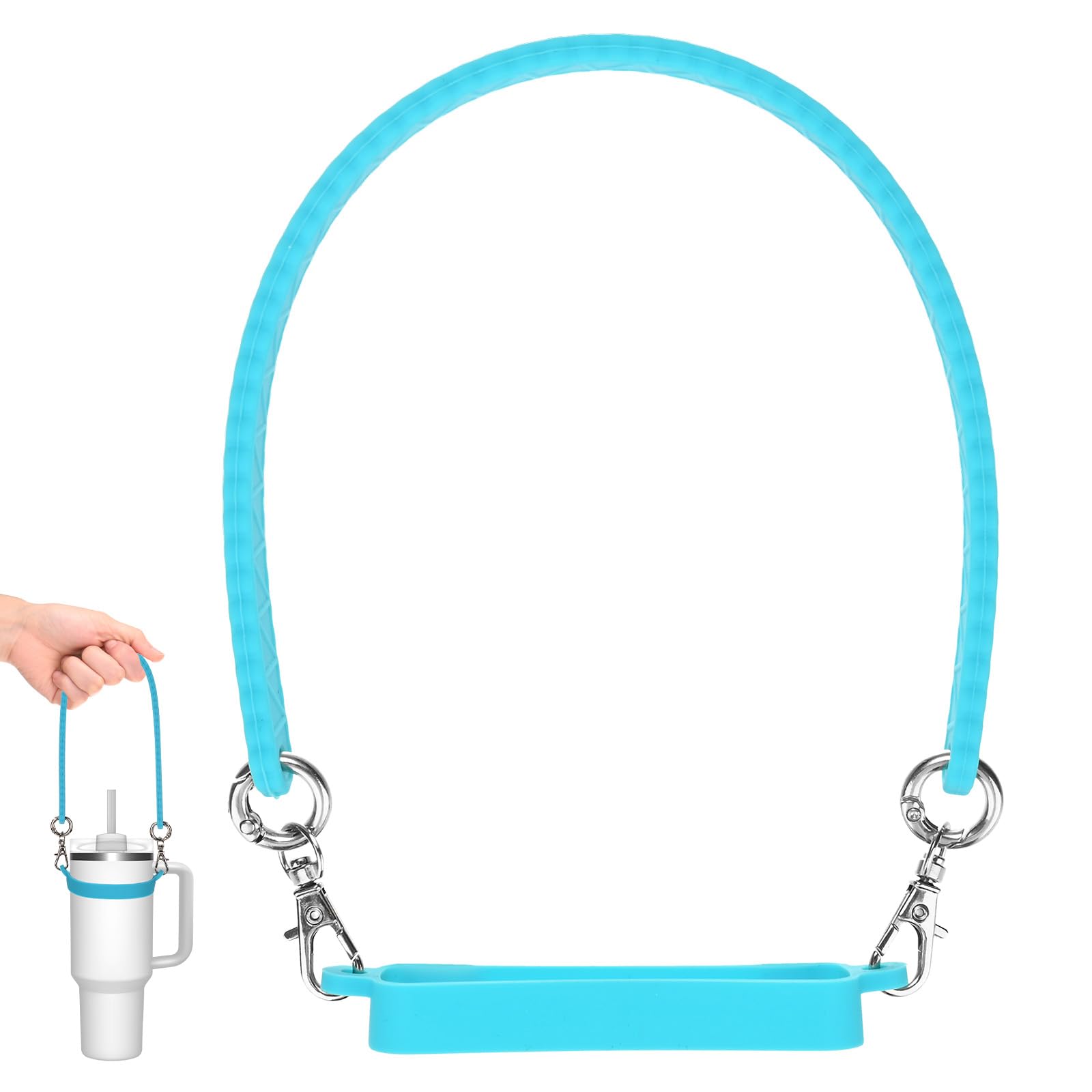 M METERXITY Water Bottle Handle, 12.2 Inch Silicone Portable Water Bottle Sling Carrier, Holder with Straps for Stanley Cup/Most 8-40oz Cups Accessories [Blue]