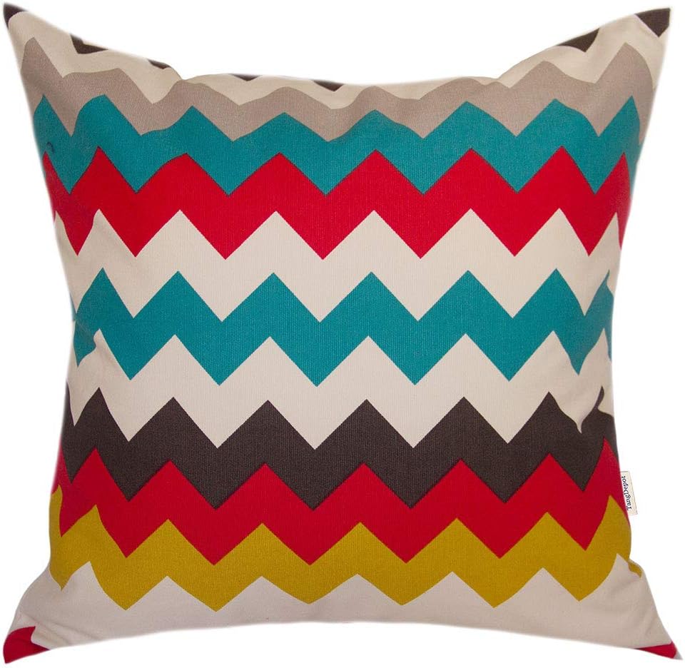 TangDepot Decorative Handmade Stripe Cotton Throw Pillow Cover, Pillow Sham, Euro sham, Indoor/Outdoor Square Cushion Cover - (16"x16", S30 Waves Striped)