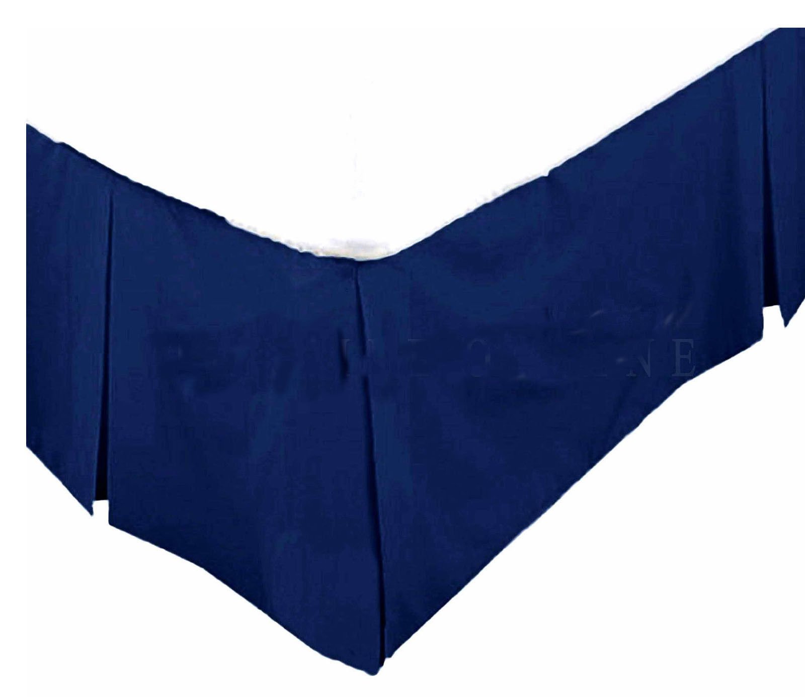 AR Easy Care Box Pleated Base Valence Sheets,Plain Dyed Poly cotton, Fit Over Base (SINGLE, NAVY BLUE)