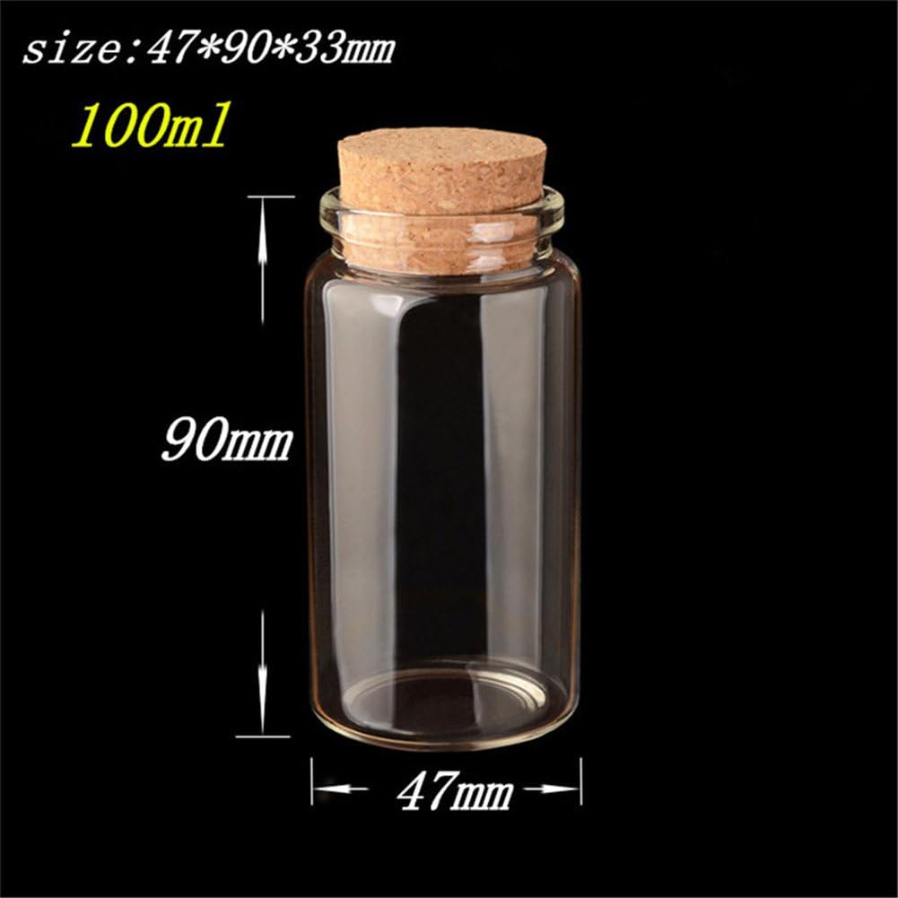 Glass Bottles with Cork Crafts Bottles Jars Weding Gift 100ml Empty Jars Containers Bottles 24pcs (24, 100ml-47x90x33mm)